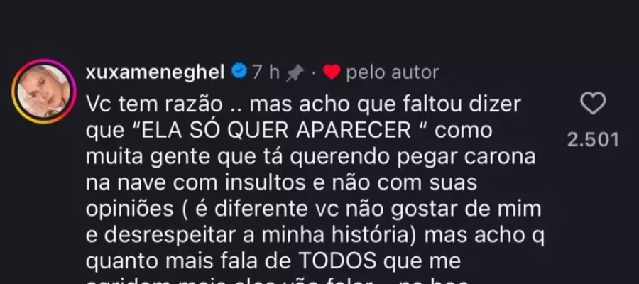 XUXA DETONA MARA MARAVILHA: "Deve ser horrível precisar diminuir alguém para aparecer"!